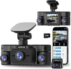 Dash Cam Front and Rear Inside, 360° Dash Camera for Cars 4 Channel 2K FHD Mini Dashcam, Car Camera Built-in WiFi GPS, Free 64G Card, Voice Control, Night Vision WDR/HDR, 24/7 Parking Mode V50-4CH