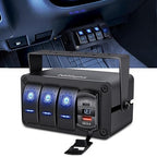 Nilight 3 Gang Rocker Switch Panel Blue Backlit with PD Type C and USB Charger Voltmeter Waterproof 12V 24V DC Rocker Switch with Night Glow Stickers for Car Trucks Boats RVs,2 Years Warranty,Blue/Box