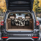 Black Cow Spots Backseat Trunk Organizer for Car Large Capacity Multipurpose Cargo Bag,Sturdy Space Saving Expert
