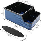 Car Front Seat Organizer with Compartment,Center Console Armrest Storage Box,Car Seat Cup Holder Tray,Back Seat Small Caddy,Car Organizer and Storage with Non-Slip Pat,fit for Truck,SUV,Van (Blue)