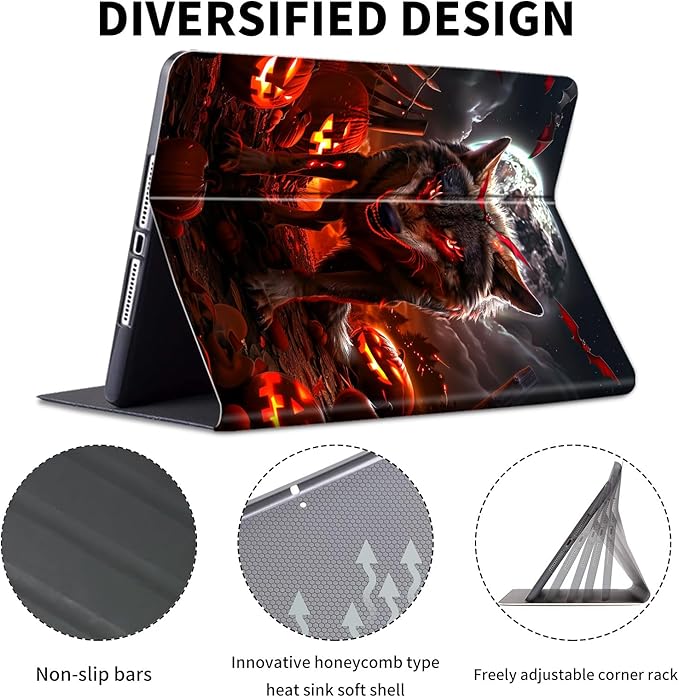 Case for Kindle Scribe,PU Leather Cute Slim Folio Adjustable Stand Cover with Auto Wake/Sleep for Amazon Kindle Scribe Cover 10.2 Inch (2024/2022 Release),Halloween Night Wolf