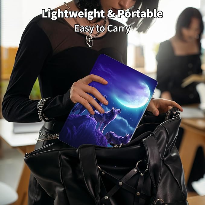 Case for Kindle Scribe,360 Degree Rotating Swivel PU Leather Stand Flip Folio Cover with Auto Wake/Sleep for Amazon Kindle Scribe Cover 10.2 Inch (2024/2022 Release),Moon Blue Wolf