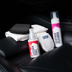 GYEON LeatherSet Natural automotive leather cleaning coating kit pre‑cleaner plus leather sealant protection for car seats interiors hydrophobic ceramic sheen prep & maintain