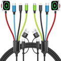 Travel Essentials 4-in-2 Multi Charging Cable with iWatch Charger, 2Pack 5FT Nylon Charging Cords, USB C/USB A Phone Charger Cord for iPhone 17-5, iPad, Galaxy S25-S21, Cruise/Car/Home Use