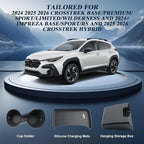 BIBIBO 3Pack 2024 2025 2026 Crosstrek Center Console Organizer for 2023-2026 Subaru Crosstrek/2024+ Impreza Armrest Hanging Organizer + Insert Cup Holder+ Wireless Charging Mats Crosstrek Insert Tray