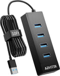 10Ft 4-Port USB 3.0 Hub for Desktop, USB Extender Hub 5Gbps, USB Multiport Adapter, USB Splitter w/Long Cable for Desktop, PC, Flash Drive, Mobile HDD, USB Fan (10 Foot / 3m)