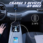 12V USB Outlet Wire USB Charger, 3 Port 12V/24V Charger Socket for Cars, Boats, RVs, Trucks, Golf Carts, and Motorcycles and More (Pack of one)