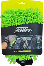2-in-1 Wash Mitt - Microfiber Car Washing with Dual-Sided Design Mesh Bug Remover, Chenille Scratch-Free Microfiber Noodles, Boat, Glass, House or Car Wash Glove, High Water Retention