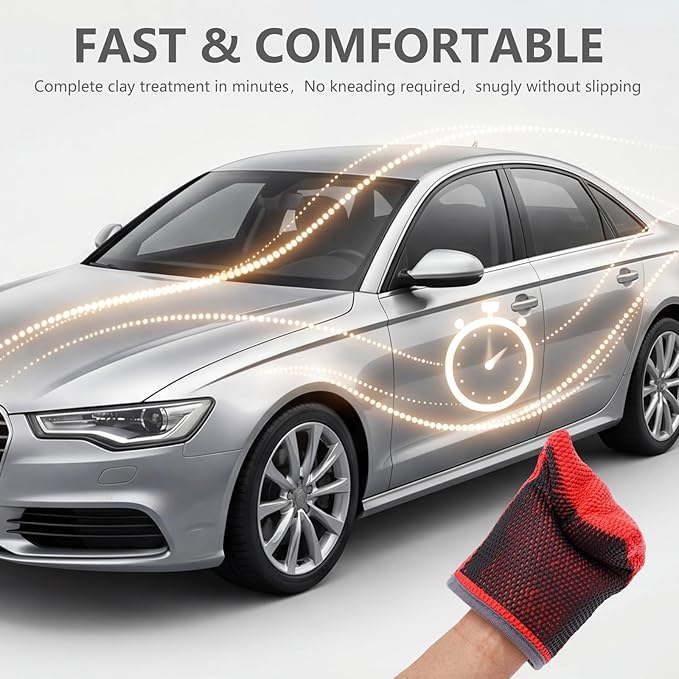 2 Pack Clay Mitt for Car Detailing - Clay Bar Glove Removes Grime, Iron Fallout & Contaminants from Paint, Glass, Wheels - Reusable Auto Detailing Mitt