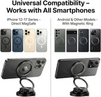 Magnetic Car Phone Mount, 0.83" Ultra-Slim Foldable Holder, [Vacuum Suction & Adhesive Pad] for Textured Dashboard/Windshield, 3-Joint Metal MagSafe Mount for iPhone 17 Pro Max/Pixel (Black)