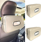 Noaman Upgraded 2 Pack Large Car Tissue Holder PU Leather Tissues Box Cover Backseat Rectangular Napkin Holder for Car Fits for 120 Standard Kleenex Tissues Box for Car Organization Accessories Beige