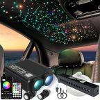 AZIMOM Dual Color 32W 1100pcs Fiber Optic Starlight Headliner Kits 0.03in 13.1ft Strands,RGB Meteor Shooting Star,Sound Activated Remote APP Control IndoorHome Car Headliner Décor