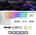 Acrylic Interior Car LED Strip Light with Wireless APP, RGB Dreamcolor 10 in 1 with 175 inches 600 LEDs Fiber Optic Strip Lights for Car, Dynamic Chasing Sound Active Neon Car Ambient Lighting Kits