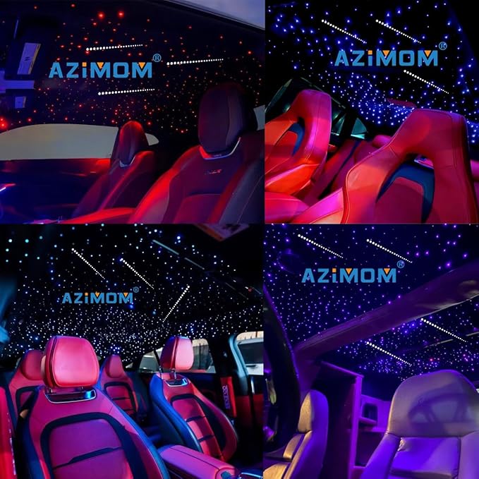 AZIMOM 2-in-1 Twinkle Meteor Fiber Optic Starlight Headliner 200pcs 0.3in 6.5ft Twinkle Stars+ 180pcs Shooting Star Sound Mode APP& Remote Control Starlight Meteor Kits for Car Home Ceiling