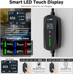 Level 2 EV Charger, 40A/9.6KW Electric Vehicle Portable Charger with 25FT Cable, Home EV Charging Station, 240V NEMA 14-50 Plug, for All SAE J1772