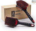 Car Wheel & Tire Brush Set, 2Pack Tire Brush and Wheel Rim Brush, Soft & Stiff Bristle Wheel Cleaner Brushes, Scratch-Free Car Wheel Brush Kit for Cleaning Wheels, Tires, Cars, Trucks