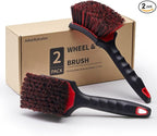 Car Wheel & Tire Brush Set, 2Pack Tire Brush and Wheel Rim Brush, Soft & Stiff Bristle Wheel Cleaner Brushes, Scratch-Free Car Wheel Brush Kit for Cleaning Wheels, Tires, Cars, Trucks
