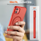 SUPFINE Magnetic for iPhone 12 Case/iPhone 12 Pro Case (Compatible with MagSafe)(Military Grade Drop Protection) Slim Translucent Matte Shockproof with Anti-Fingerprint Phone Case,Red