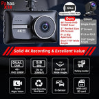 X18 4K Dual Dash Cam Front and Rear, Free 64GB Card Support 256G Max, 5.8G WiFi - up to 20MB/s Fastest Download Speed with App, 4K 2160P/FHD Dash Camera, 3" IPS, G-Sensor,24H Parking Mode
