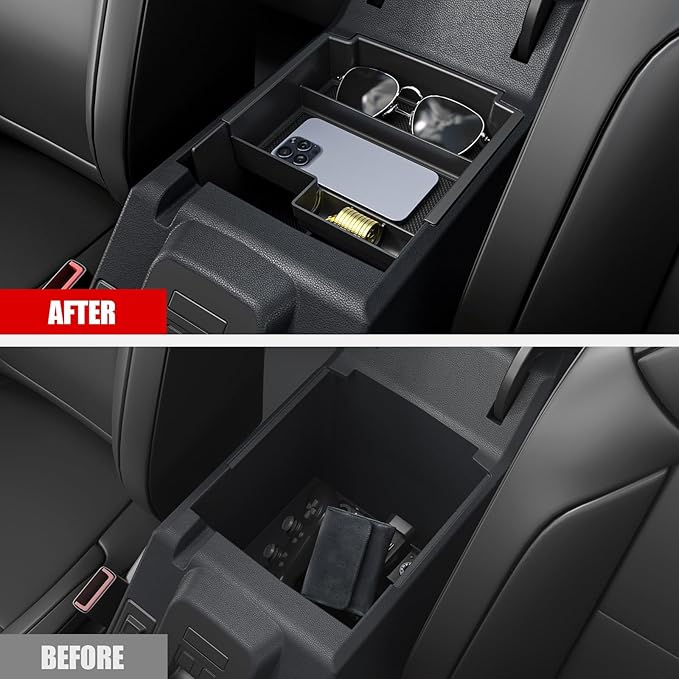 Mabett Double-Layer Console Organizer for Bronco 2025,2026 4-door, Armrest Storage Box with Non-Slip Mat for Bronco Accessories (Not for Manual Transmission Not for Bronco Sport)