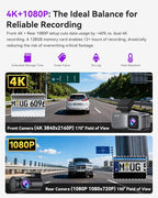 4K/2.5K Dash Cam Front and Rear, Dual Dash Camera for Cars, Included 64GB Card, Built-in Wi-Fi GPS,Car Camera with 3.20" IPS Screen,UHD Night Vision, Loop Recording, WDR, 24H Parking Monitor
