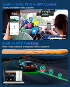 HUPEJOS AI 4K Dash Cam Front and Rear Recording with Driver Monitoring System,STARVIS 2,360° View 4 Channel Dashcam Free 64G Card,5G Wi-Fi GPS,3" Touch Screen,Night Vision,CPL,24/7 Parking Mode,V8 MAX