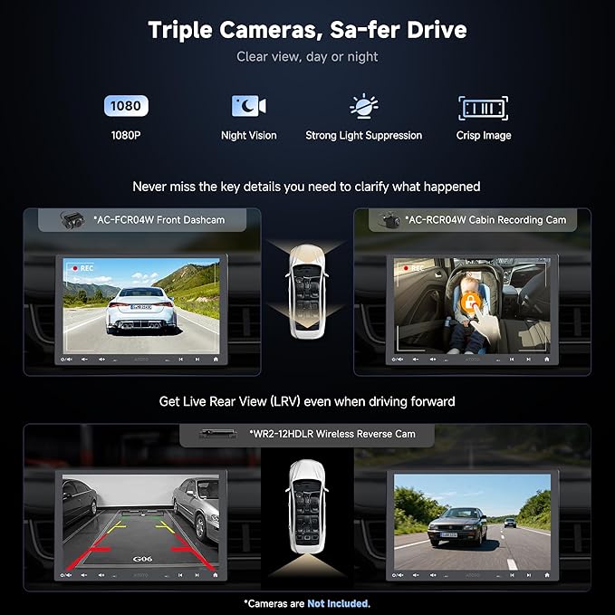 ATOTOZONE S8 MS 10.1'' QLED Single & Double DIN Android Car Stereo, 4G LTE, Floating Touchscreen, Wireless CarPlay & Android Auto, ChatGPT-Powered AI, Dual BT, DSP 36-Band EQ, SCVC, Backup Camera