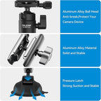 Triple Suction Cup Camera Car Mount Holder, Heavy Duty Tripod Window Windshield Dash Dashboard Inside Outside Sucking Attach Accessories for GoPro Insta360 DJI Action Osmo Pocket DSLR Accessory