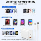 iPhone 17 16 15 Charger Fast Charging, 20W USB C Wall Charger Block with 6ft Type C to USB C Cable Cord for Apple iPhone 17/17 Pro/17 Pro Max/17 Air/16/16 Plus/16 Pro Max/15/15 Pro Max/iPad Pro/Mini