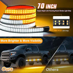 Nilight 2PCS 70 Inch Emergency Strobe Light Strip with Controller 864 LED Amber White Running Board Lights Flexible Side Flashing Warning Caution Safety Waterproof for Truck Construction Pickup