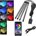 povtii Car Led Interior Lights, RBG 48 LED Multicolor Music Auto Interior Strip Light with APP Control, Waterproof Lighting Lamp Kit Under Dash with Charger, Car Accessories (USB)