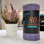 Ferdilan 80 Pack Microfiber Cleaning Cloth Roll,Lint Free Rags Paper Towels & Tear Away Reusable Towels,Washable Shop Rags,Wash Cloths Dish Rags(12" x 12") for Car Kitchen Window Garage-Dark Purple