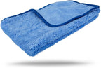 Maxshine 16”x16” Universal 380GSM Blue Zero Crazy Microfiber Towel Cleaning Cloth with Blue Silk Border - Ultra-Soft & Absorbent, Ideal for Car Detailing & Cleaning