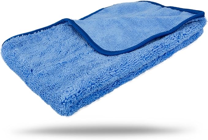 Maxshine 16”x16” Universal 380GSM Blue Zero Crazy Microfiber Towel Cleaning Cloth with Blue Silk Border - Ultra-Soft & Absorbent, Ideal for Car Detailing & Cleaning