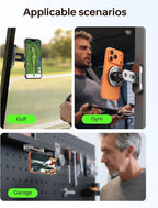 Magnetic Golf Cart Phone Holder Compatible with iPhone 12-17, Golf Accessories for Men, Photography-Friendly T-Shape Design Strong Magnetic Phone Caddy with 360° Adjustable Ball Head, Golf Gifts