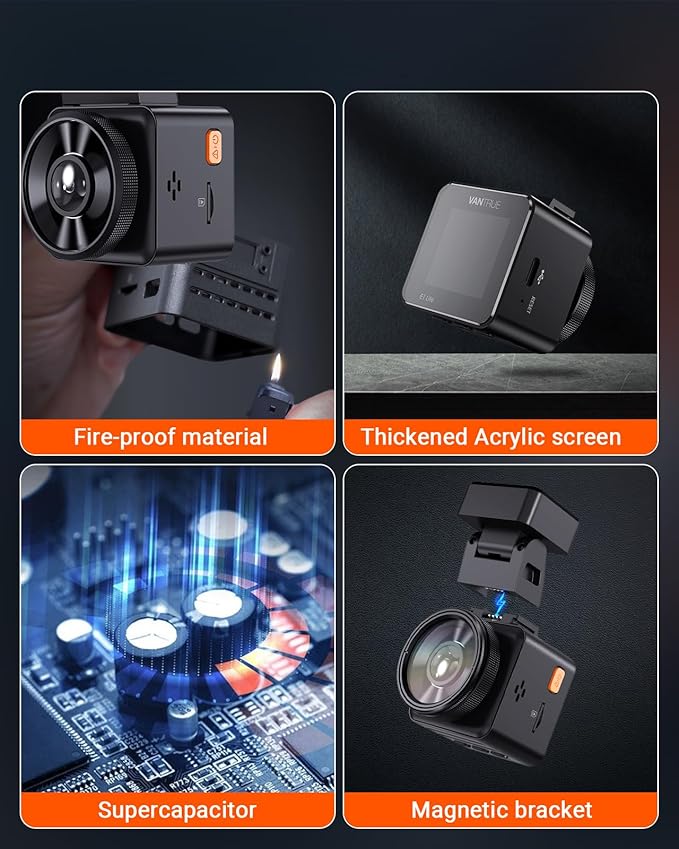 Vantrue E1 Lite 1080P Dash Cam, Mini Car Camera with Night Vision, 60fps Dash Cam with GPS and Speed, Wi-Fi APP Control, Loop Recording, Voice Control, 24H Parking Mode, Support 512GB