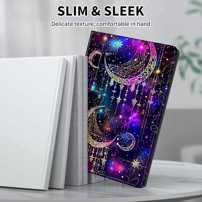 for Kindle Paperwhite Case,6" Kindle Paperwhite 4 10th Generation Case 2018 & Kindle Paperwhite Signature Edition,Leather Slim Adjustable Stand Cover Auto Wake/Sleep,Purple Glitter Moon