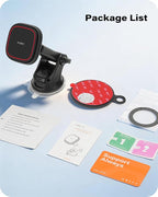 APPS2Car for MagSafe Car Mount, Dashboard & Windshield Suction Cup Holder with Telescopic Arm, Magnetic Phone Holder for Your Car, Designed for iPhone MagSafe Case (Black-Magsafe)