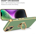 VENINGO Compatible with iPhone 14 Case, Slim Fit Soft 360° Ring Holder Kickstand Magnetic Car Mount Supported Easy Clean Shockproof Protective Cover for iPhone 14 6.1" 2022,Matcha Green