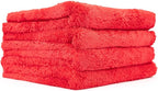 The Rag Company - Eagle Edgeless 500 (4-Pack) Professional Korean 70/30 Blend Super Plush Microfiber Detailing Towels, 500GSM, 16in x 16in, Red