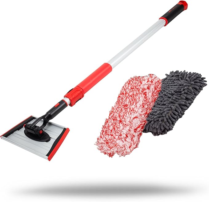 Maxshine IncrediStick Car Wash Stick Wash Mitt – Extends to 4ft with Lightweight Aluminum Handle – Includes Microfiber & Chenille Covers – Compact Design, Cleaning Tool for Cars, Trucks & RVs