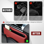 Ziciner Car Seat Gap Organizer, Premium Leather Auto Seat Storage Box, Vehicle Adjustable Front Seat Gap Filler, Car Seat Side Pocket Organizer for Phones, Glasses, Keys, Money, Cards (Red)
