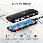 Qeefun 10Gbps USB 3.2 Hub with 2 USB A & 2 USB-C 3.2 Data Ports, USB 3.2 Gen 2 Splitter, 4ft Extended Long Cable and Type-C Power Port, USB multiport Adapter for pc, Laptop, iMac, Mac mini and More