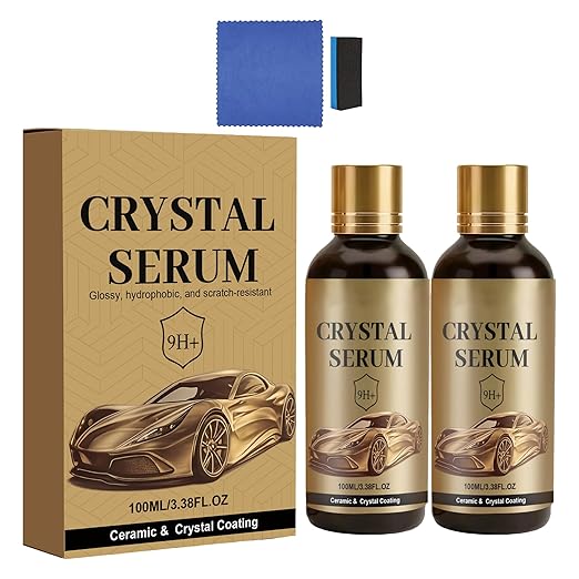 Crystal Serum Ceramic Coating Kit for Cars, 9H Graphene Nano Coating, High Gloss Shine & Hydrophobic Protection, Scratch-Resistant Paint Coating, Quick & Easy DIY Application (2set)