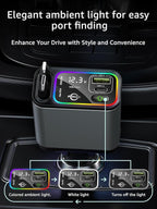 Retractable Car Charger USB C,107W Type C Car Charger Fast Charging with Dual Retractable Cable and USB Ports for iPhone 17/16/15,S25/24/23/22, Pixel 9/8/7(Build-in USB-C & Lightning Cable)