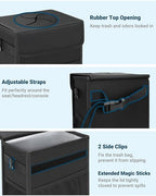 Capolo Car Trash Can with Lid, Leakproof Car Trash Bag Hanging Waterproof Automotive Garbage Can with Storage Pockets Mini Vehicle Trash Bin for Back/Front Seat(Black,4 Gallon)