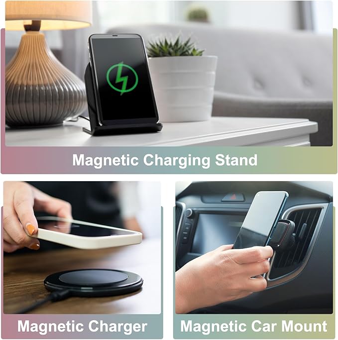 uxcell Magnetic Adapter Ring, 2Pcs Magnetic Sticker Ring ABS Universal Magnet Wireless Charging Conversion Kit for Mobile Phone Case Wireless Charger, Pink