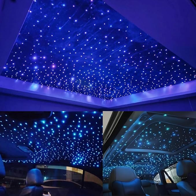 AKEPO 16W Twinkle APP Fiber Optic Starlight Headliner Lights Kit, 650pcs 13.1ft/4m 0.03in Optical Fiber Star Music Activated RGBW Ceiling Light Kit for Car Headliner Star/Home