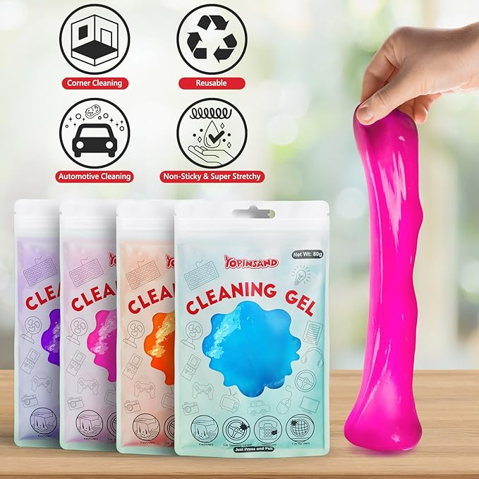 YOPINSAND Car Cleaning Gel, 4 Pack Car Cleaning Putty, Universal Auto Deatiling Tools, Reusable Interior Cleaner for Car Keyboard Air Vent, Car Slime Cleaner Dust Cleaning Gel