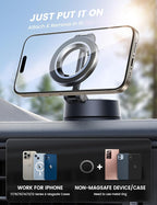 Lamicall for Magsafe Car Mount [70LBS Strongest Suction & Ultra Magnets] Phone Holders for Your Car, 360° Adjustable Suction Cup Phone Mount for Dashboard & Windshield Truck fit iPhone 17 Smartphone